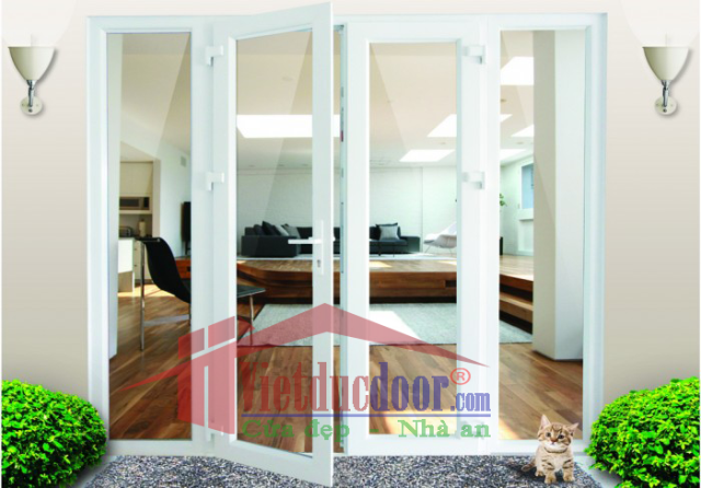 Cửa nhôm Xingfa 2 cánh cửa đi mở quay